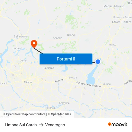 Limone Sul Garda to Vendrogno map
