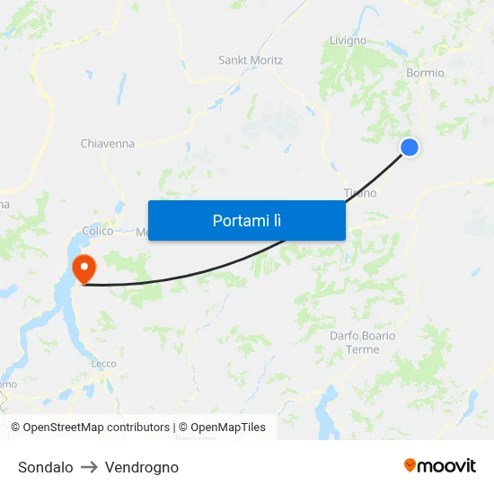 Sondalo to Vendrogno map