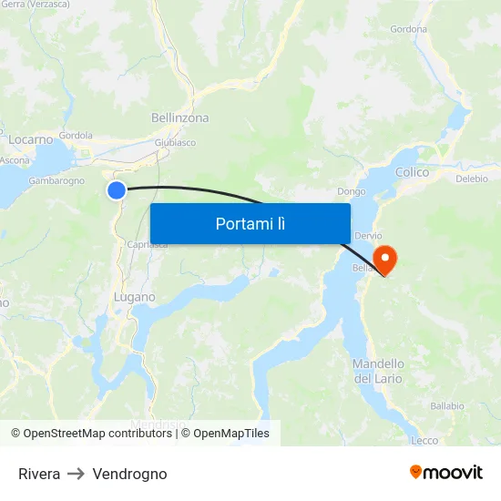 Rivera to Vendrogno map