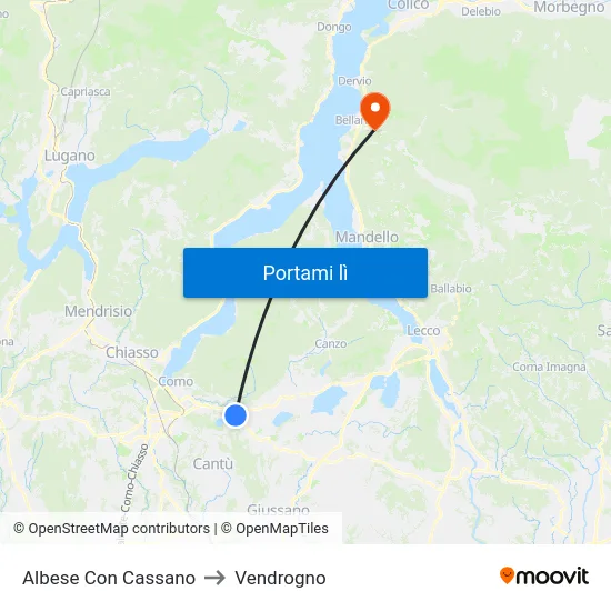 Albese Con Cassano to Vendrogno map