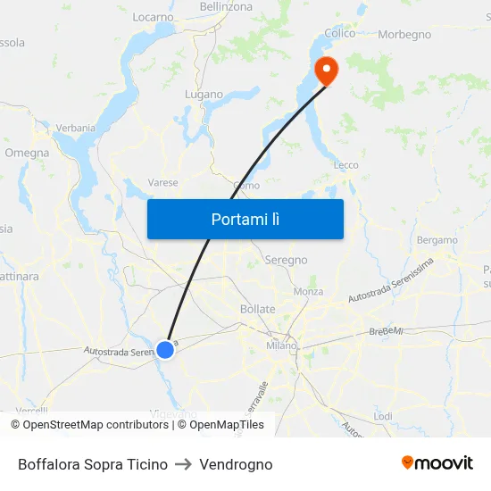 Boffalora Sopra Ticino to Vendrogno map