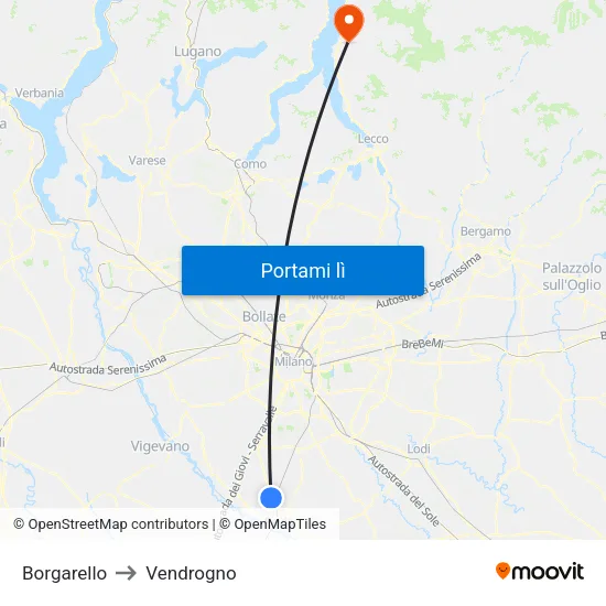 Borgarello to Vendrogno map