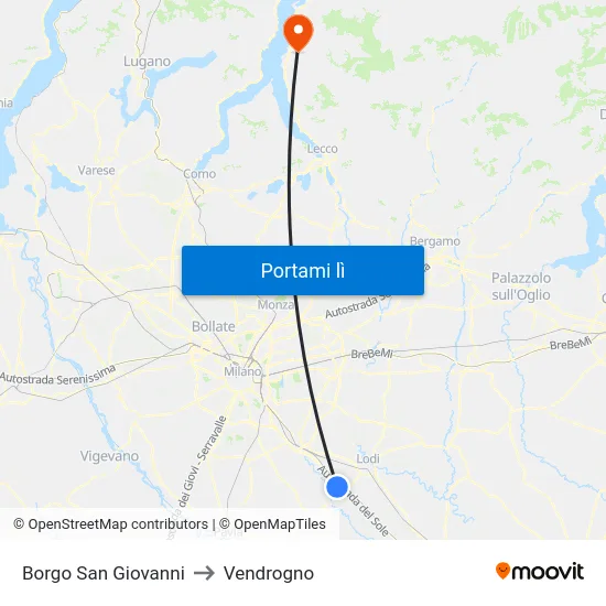 Borgo San Giovanni to Vendrogno map