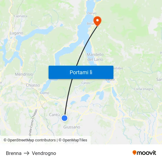 Brenna to Vendrogno map