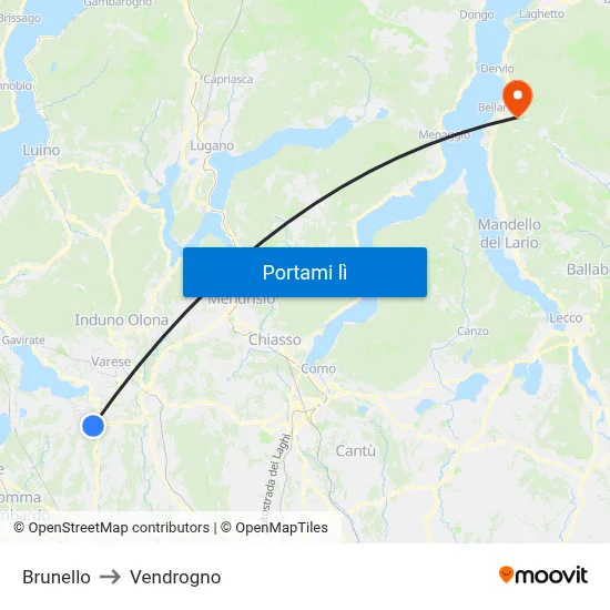 Brunello to Vendrogno map