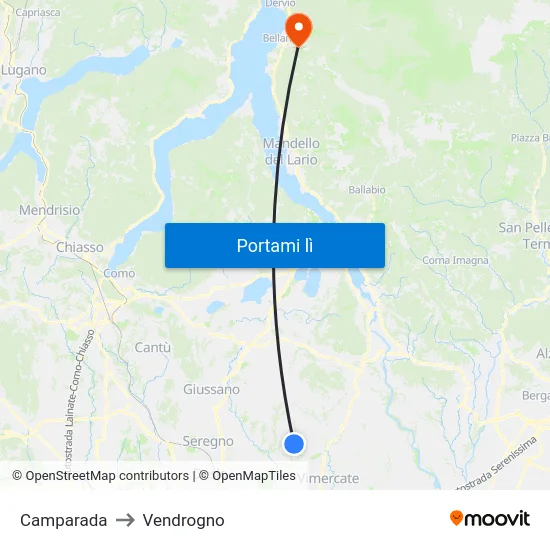 Camparada to Vendrogno map