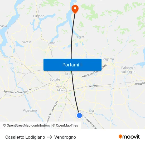 Casaletto Lodigiano to Vendrogno map