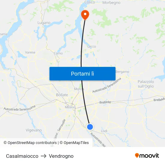 Casalmaiocco to Vendrogno map