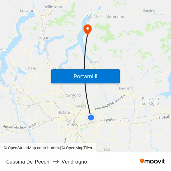 Cassina De' Pecchi to Vendrogno map