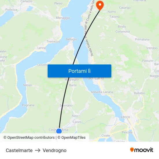 Castelmarte to Vendrogno map