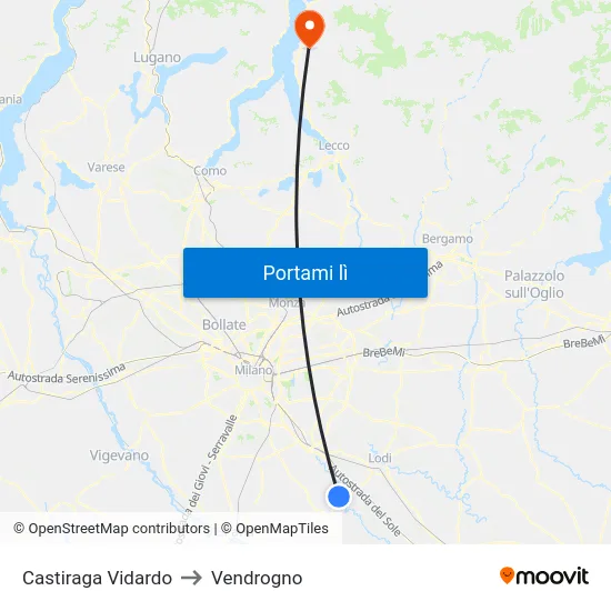 Castiraga Vidardo to Vendrogno map