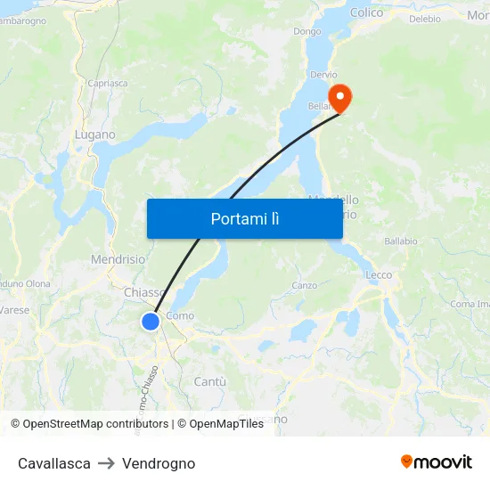 Cavallasca to Vendrogno map
