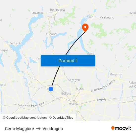 Cerro Maggiore to Vendrogno map
