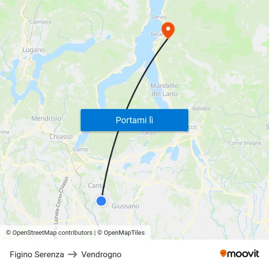 Figino Serenza to Vendrogno map