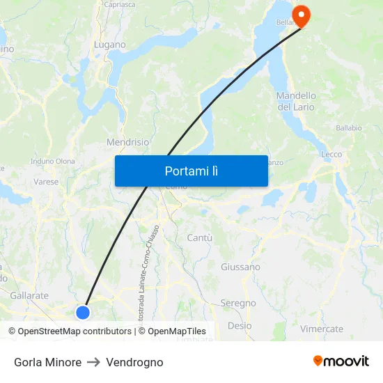 Gorla Minore to Vendrogno map