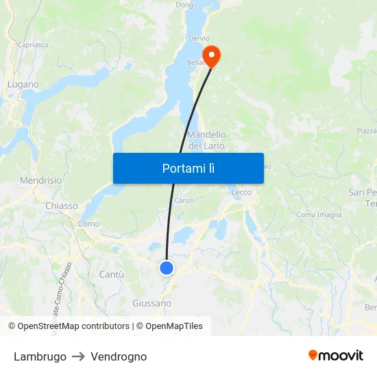 Lambrugo to Vendrogno map