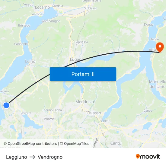 Leggiuno to Vendrogno map