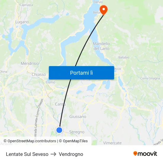 Lentate Sul Seveso to Vendrogno map