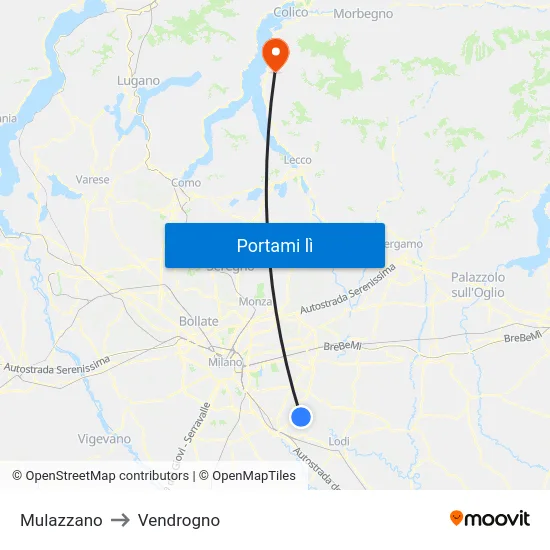 Mulazzano to Vendrogno map