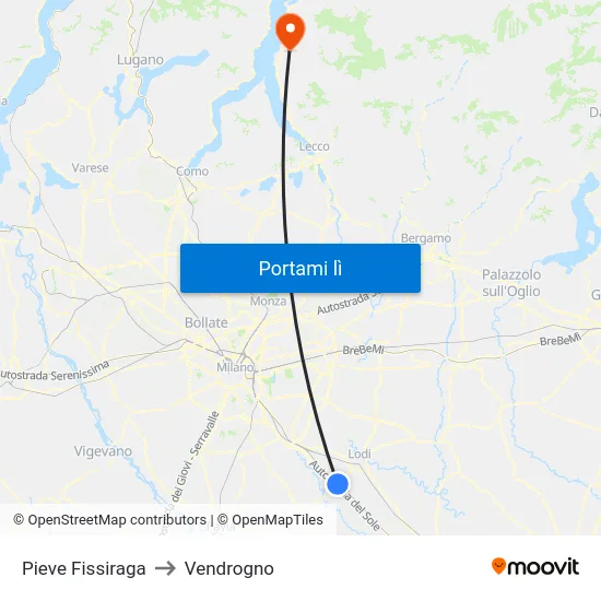 Pieve Fissiraga to Vendrogno map