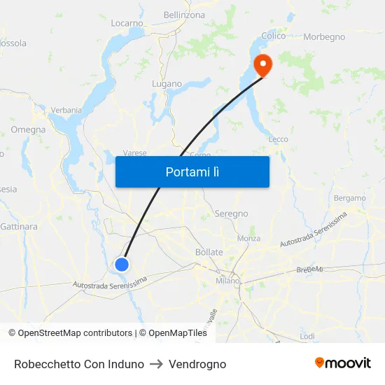 Robecchetto Con Induno to Vendrogno map