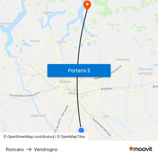 Roncaro to Vendrogno map