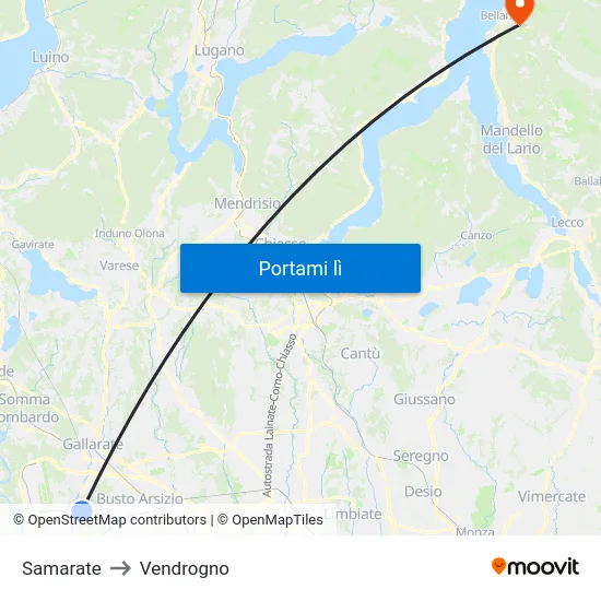 Samarate to Vendrogno map