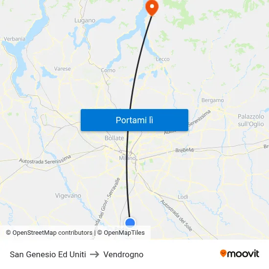 San Genesio Ed Uniti to Vendrogno map