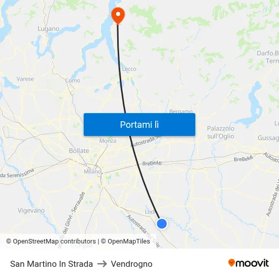 San Martino In Strada to Vendrogno map