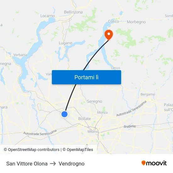 San Vittore Olona to Vendrogno map