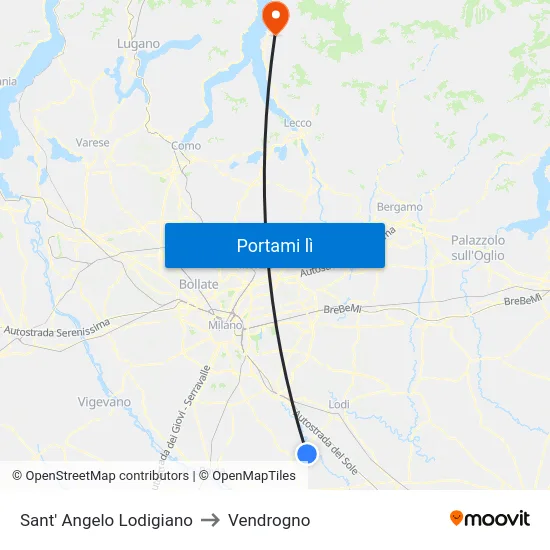 Sant' Angelo Lodigiano to Vendrogno map