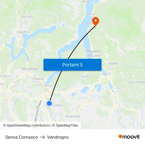Senna Comasco to Vendrogno map