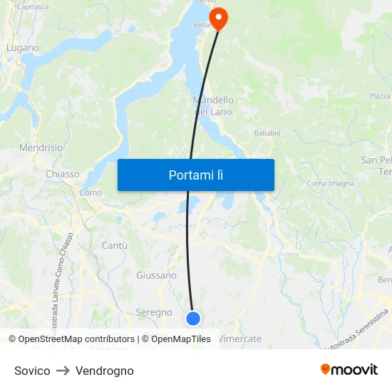 Sovico to Vendrogno map
