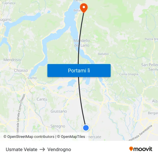 Usmate Velate to Vendrogno map