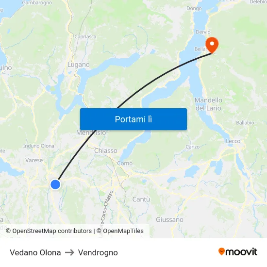 Vedano Olona to Vendrogno map