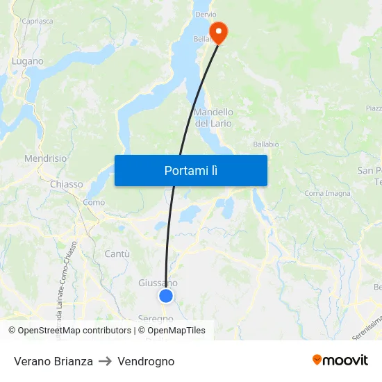 Verano Brianza to Vendrogno map