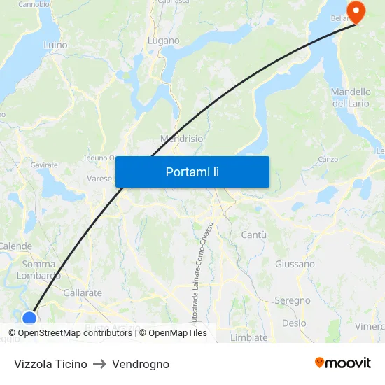 Vizzola Ticino to Vendrogno map