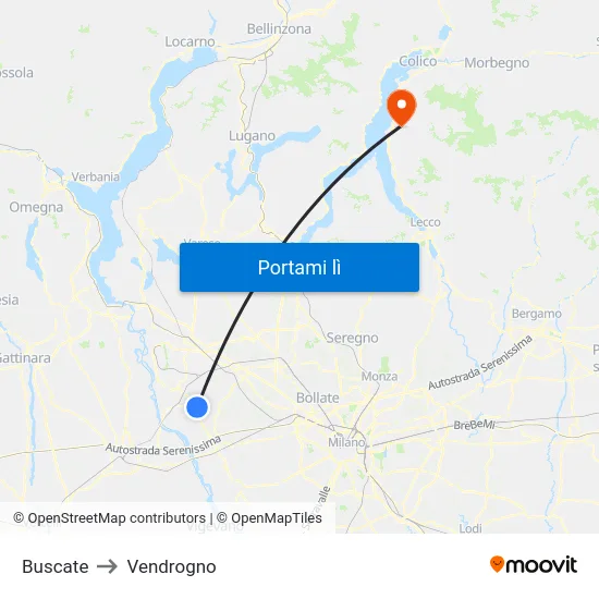 Buscate to Vendrogno map