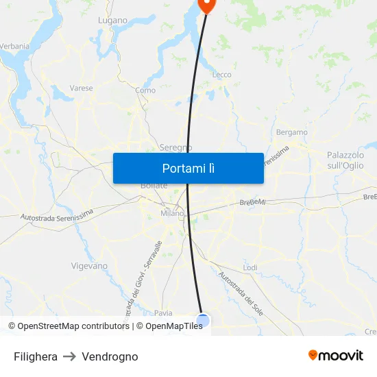 Filighera to Vendrogno map