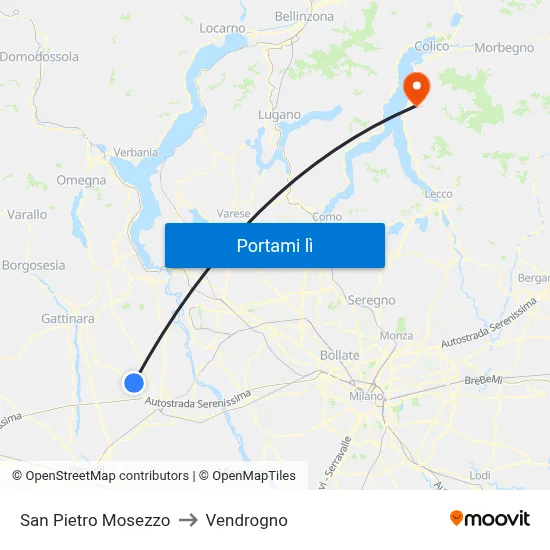 San Pietro Mosezzo to Vendrogno map