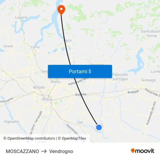 MOSCAZZANO to Vendrogno map
