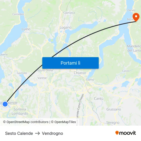 Sesto Calende to Vendrogno map