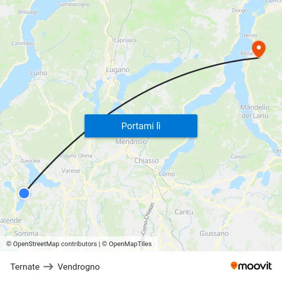 Ternate to Vendrogno map