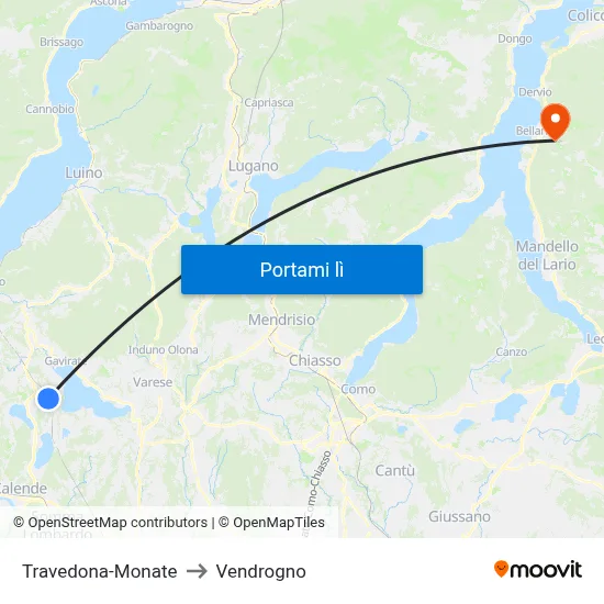 Travedona-Monate to Vendrogno map
