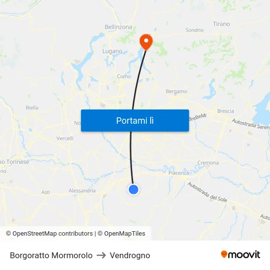 Borgoratto Mormorolo to Vendrogno map