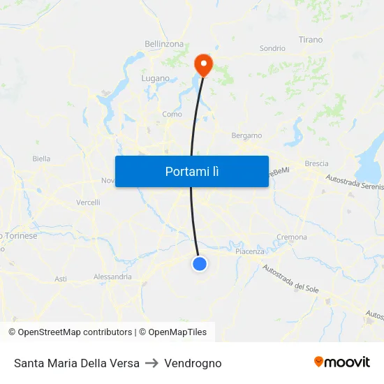 Santa Maria Della Versa to Vendrogno map