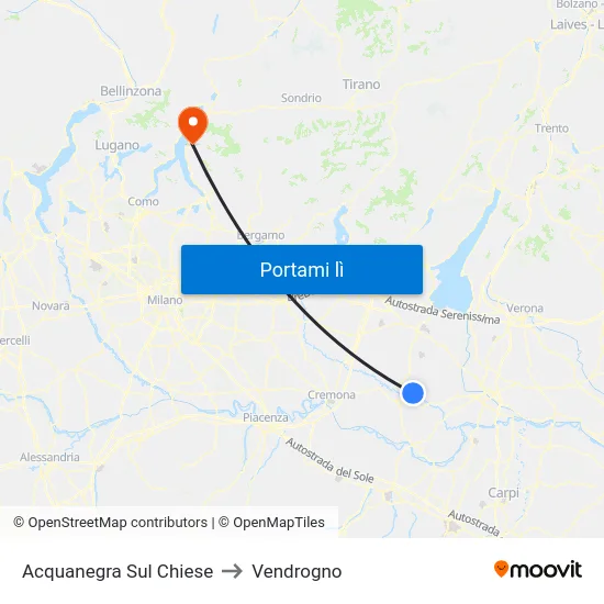 Acquanegra Sul Chiese to Vendrogno map