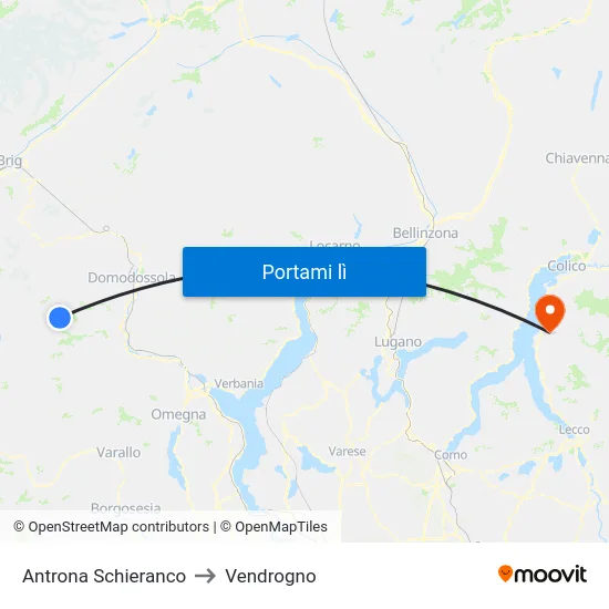 Antrona Schieranco to Vendrogno map