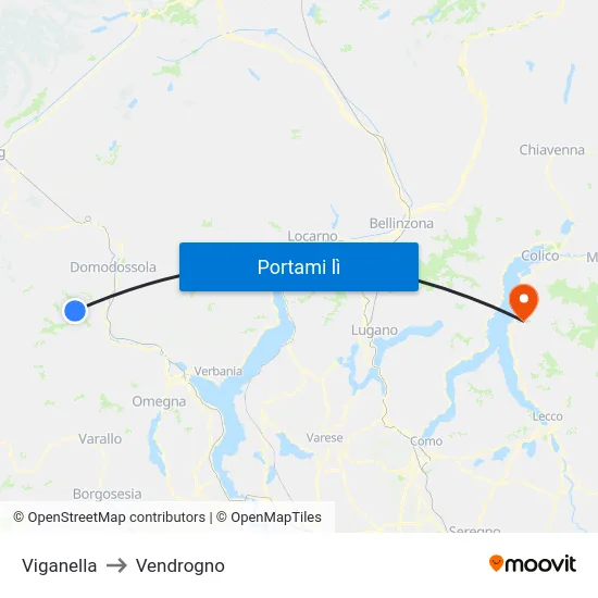 Viganella to Vendrogno map
