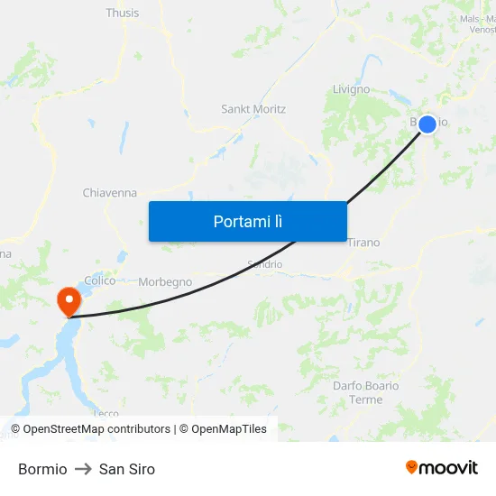 Bormio to San Siro map
